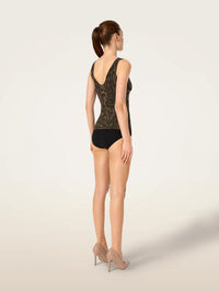 T-shirt sans manches scintillant motif python Wolford 001-57220-8363 Python olive