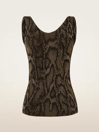 T-shirt sans manches scintillant motif python Wolford 001-57220-8363 Python olive