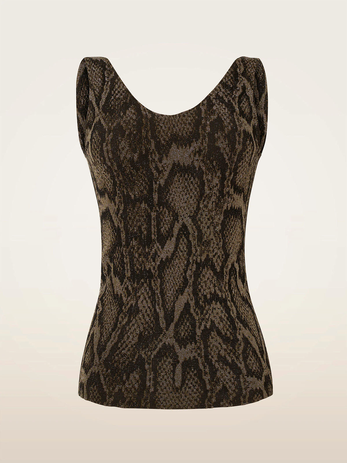 T-shirt sans manches scintillant motif python Wolford 001-57220-8363 Python olive