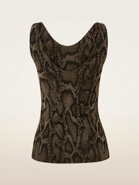 T-shirt sans manches scintillant motif python Wolford 001-57220-8363 Python olive