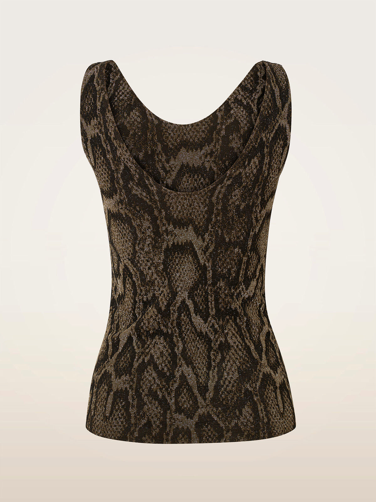 T-shirt sans manches scintillant motif python Wolford 001-57220-8363 Python olive