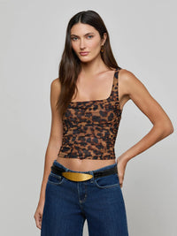 L'Agence Rasha Shirred Mesh Tank