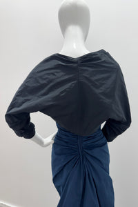 Catherine Regehr Draped 3/4 Sleeve Shrug Borelo Navy/Black