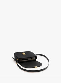 Cinzia Rocca Black Genuine Leather Shoulder Bag With Snap Closure - Black