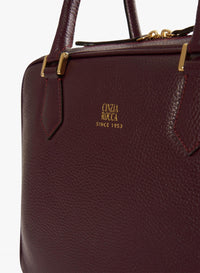 Cinzia Rocca Burgundy Genuine Leather Bag With Double Zip - Bordeaux