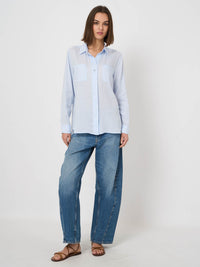 Repeat Basic Pure Linen Blouse With Breast Pockets