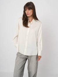 Repeat Silk Shirt With Side Slits Cream