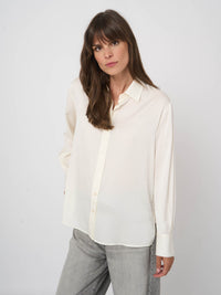Repeat Silk Shirt With Side Slits Cream