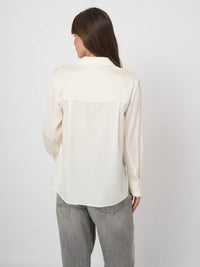 Repeat Silk Shirt With Side Slits Cream
