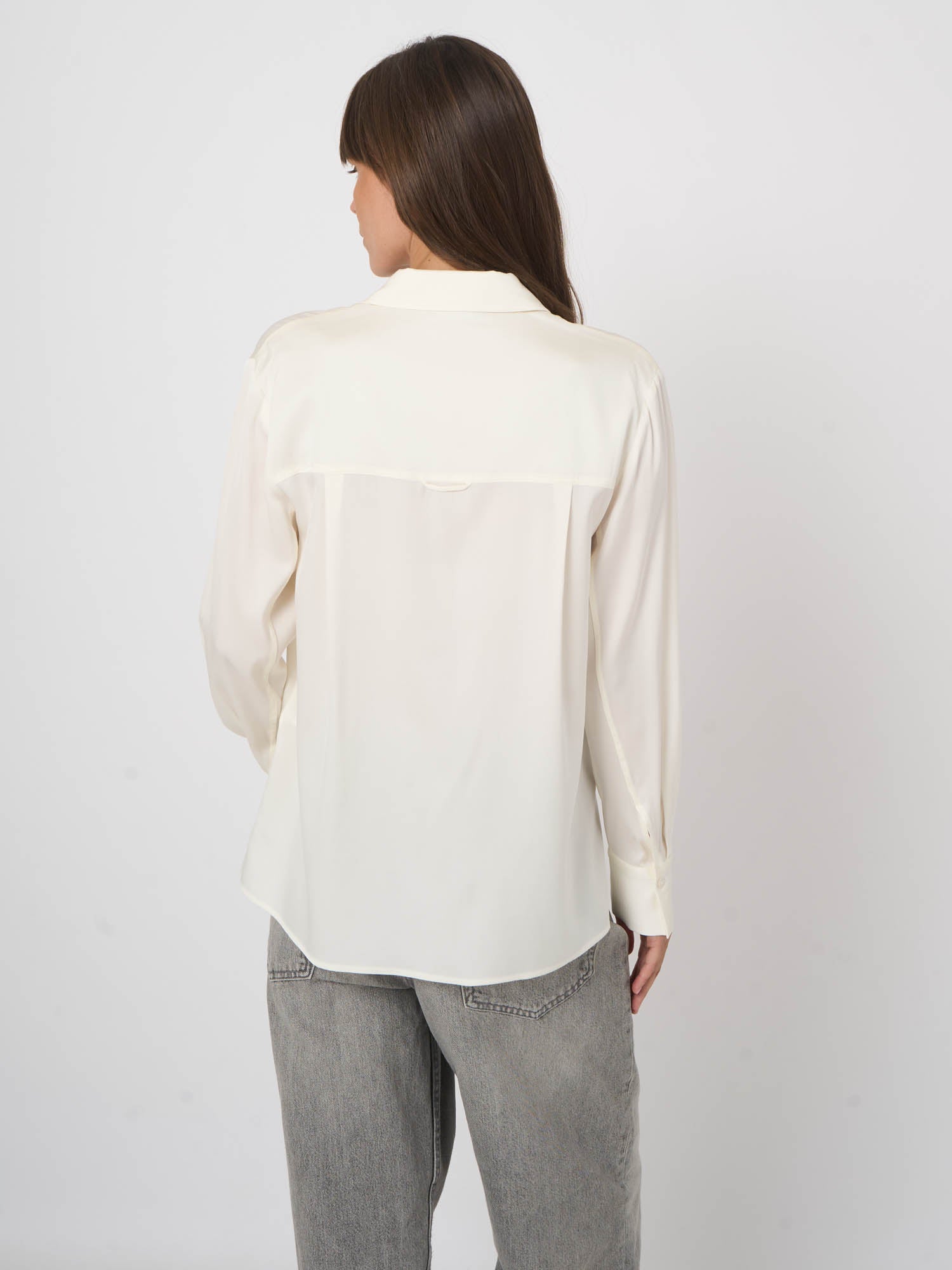 Repeat Silk Shirt With Side Slits Cream