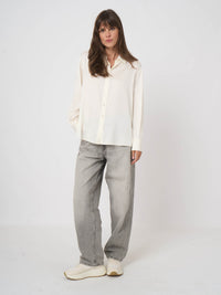 Repeat Silk Shirt With Side Slits Cream