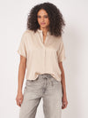 Repeat Relaxed Short-Sleeve Silk Blouse