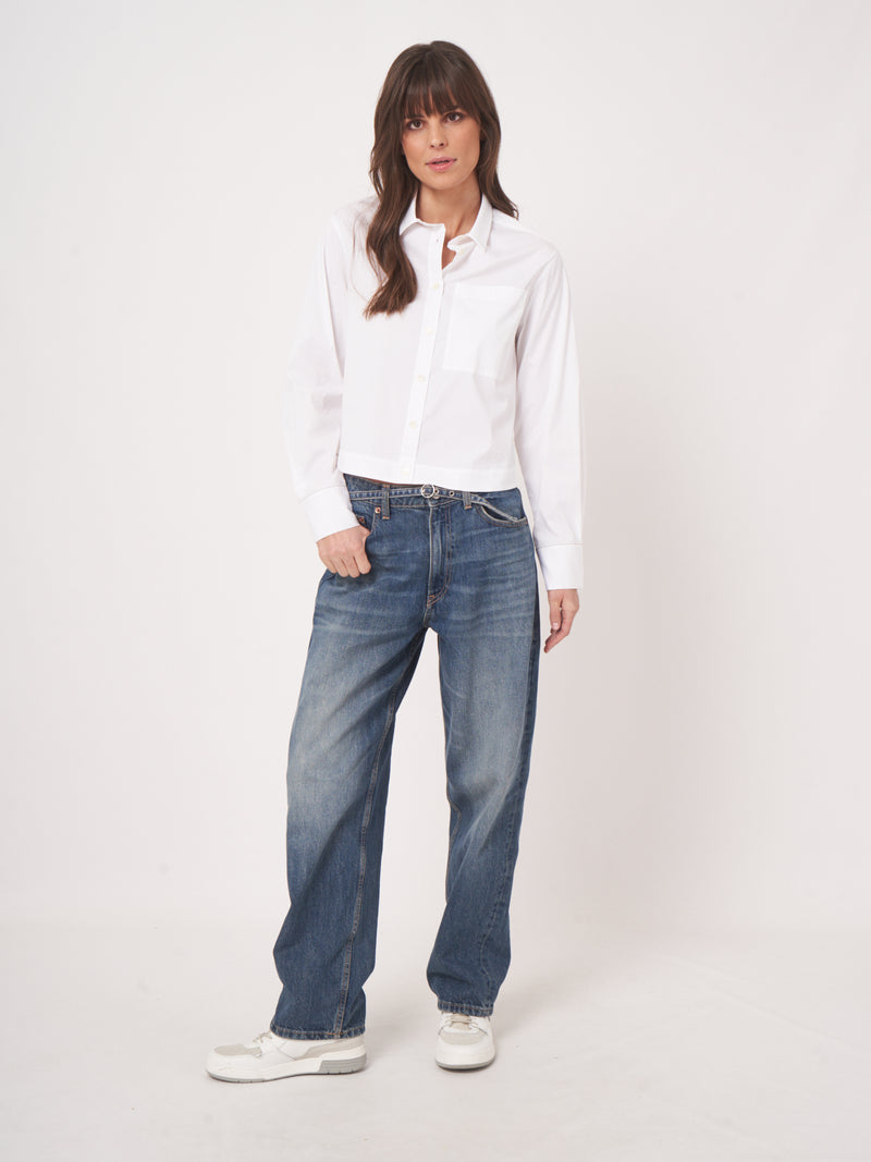 Blouse raccourcie à répétition avec poche surdimensionnée