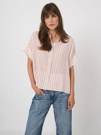 Repeat Pure Silk Striped Blouse