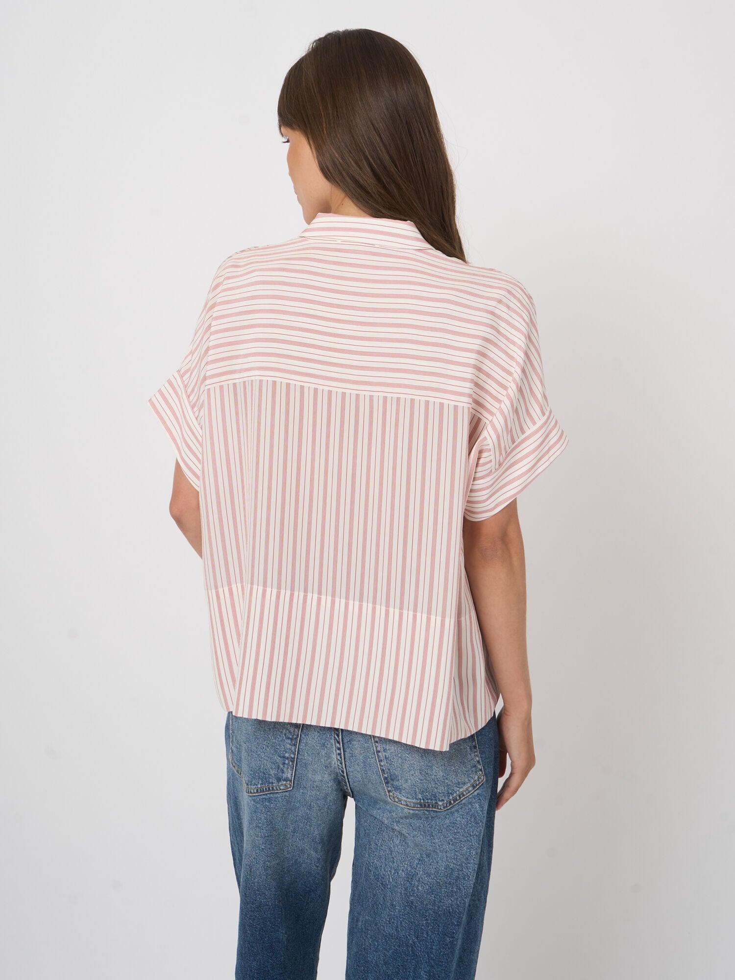 Repeat Pure Silk Striped Blouse