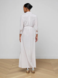 L'Agence Cameron Silk Shirt Dress Icy Lilac Linked Geo