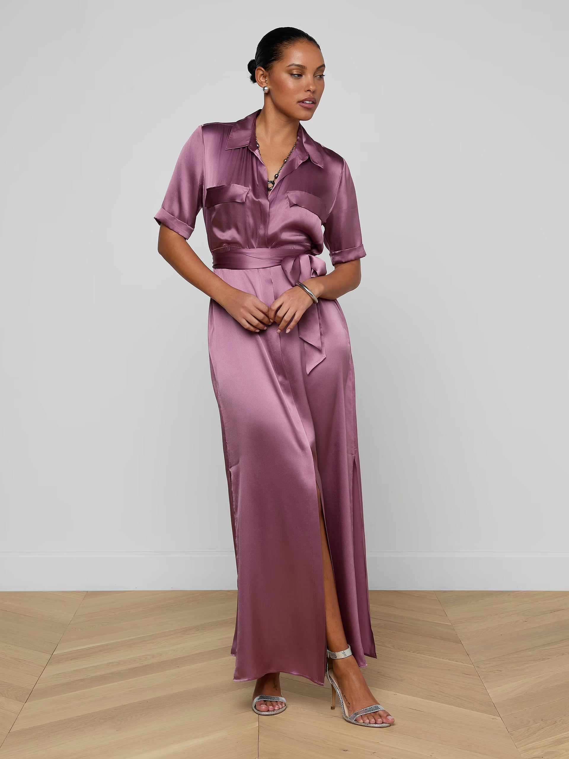 L'Agence Klement Silk Shirt Dress