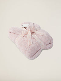 Barefoot Dreams Womens Cozychic Adult Robe Heathered Dusty Rose/White