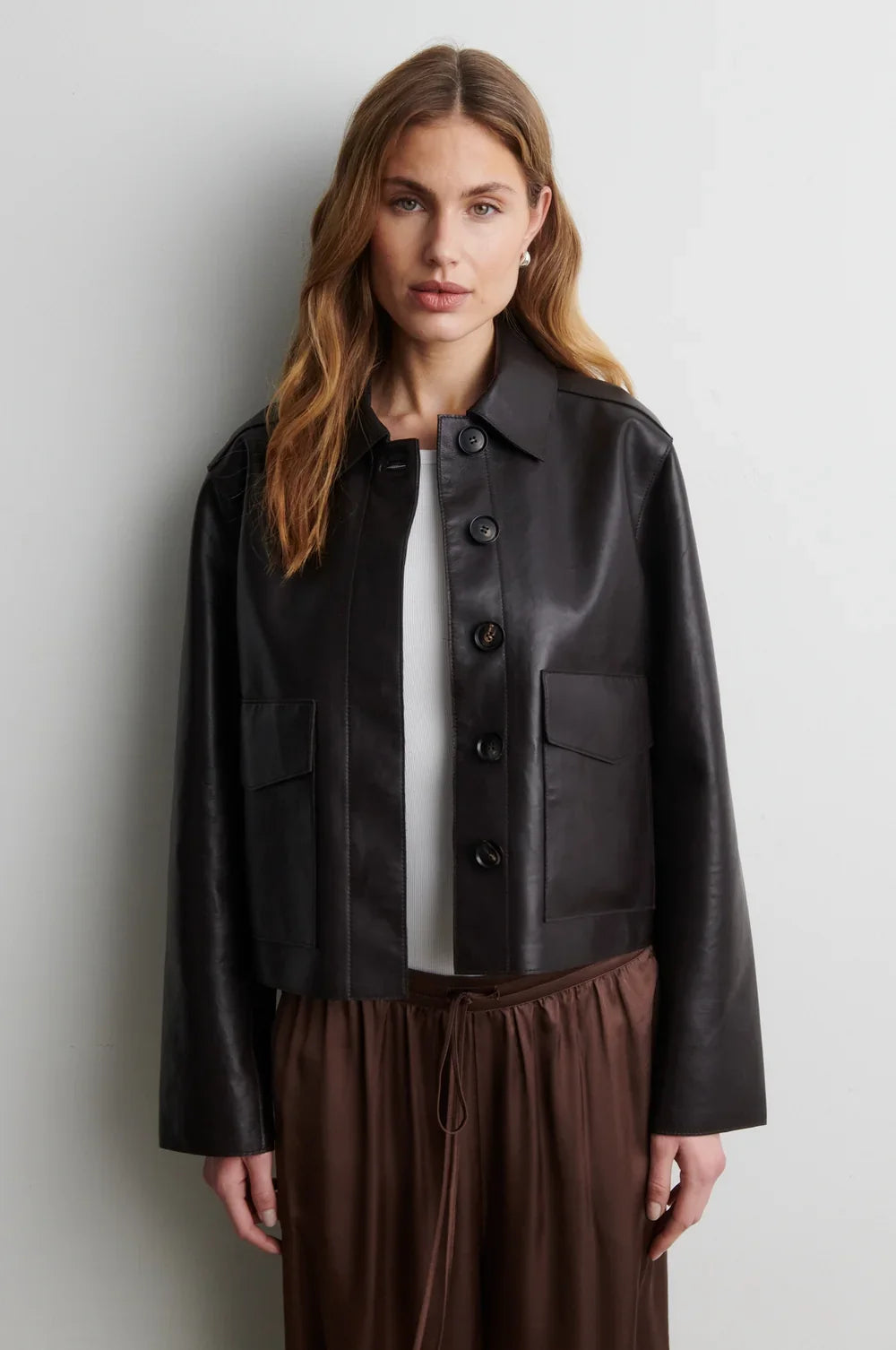 Second Female Ezay Leather Jacket Brown Chocolate