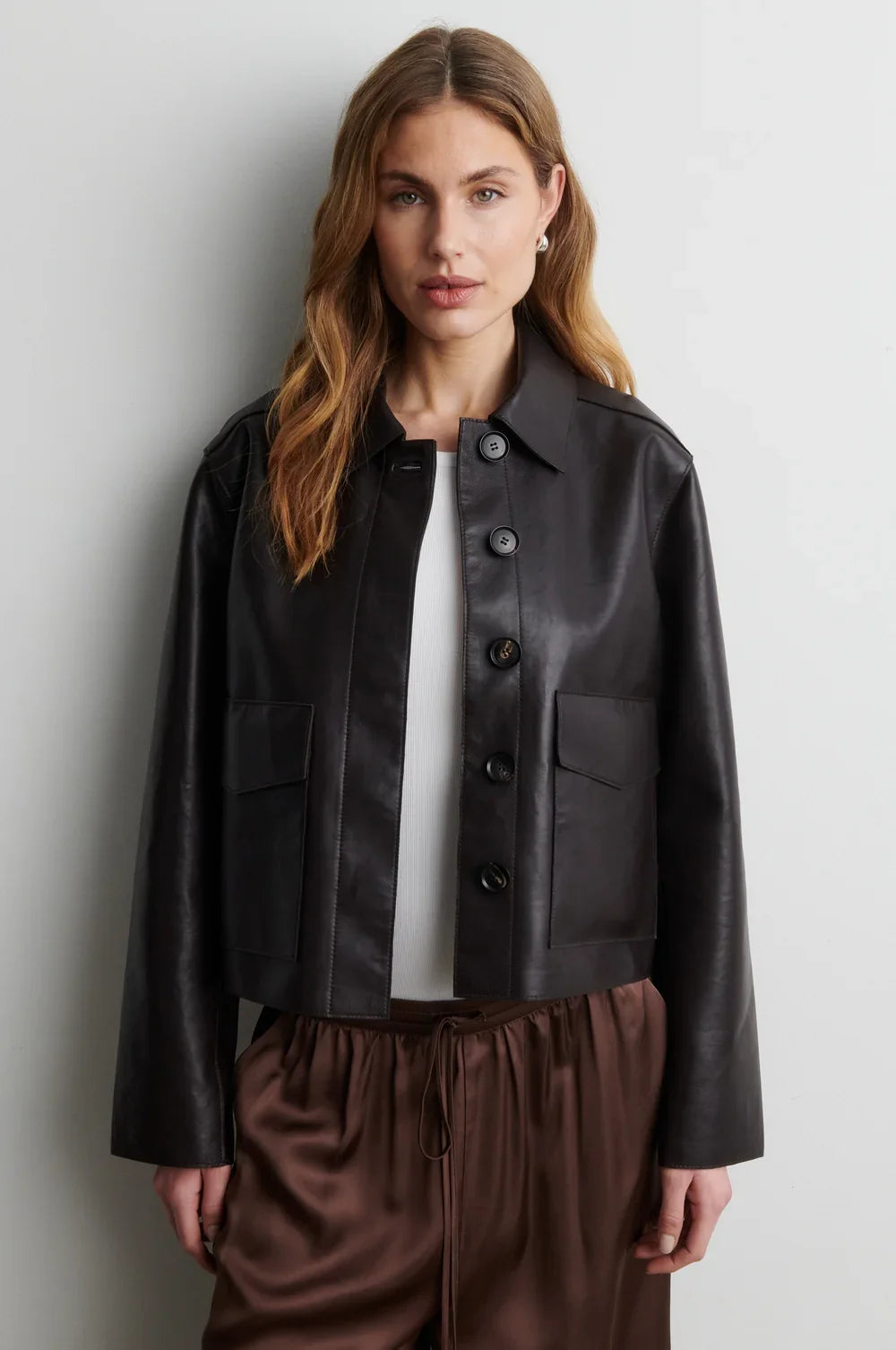 Second Female Ezay Leather Jacket Brown Chocolate