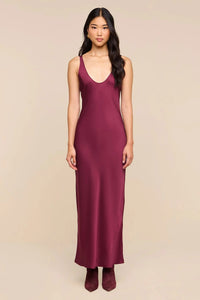 L'Agence Akiya Satin Maxi Dress Merlot Red