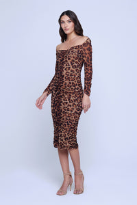 L'Agence Marise Sweetheart Leopard Dress