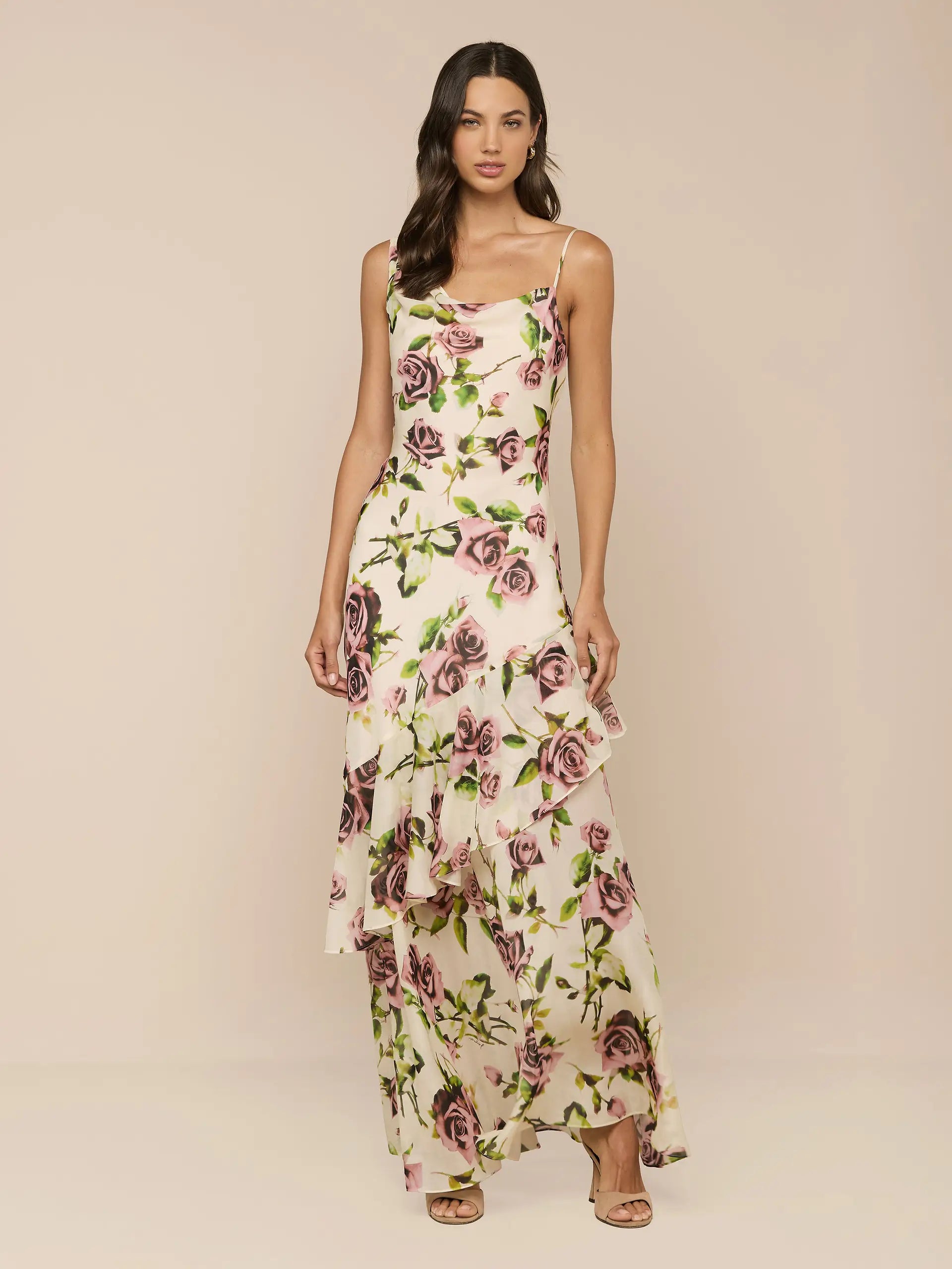L'Agence Viola Assymetric Cowl Neck Gown Ecru - Not Received Yet