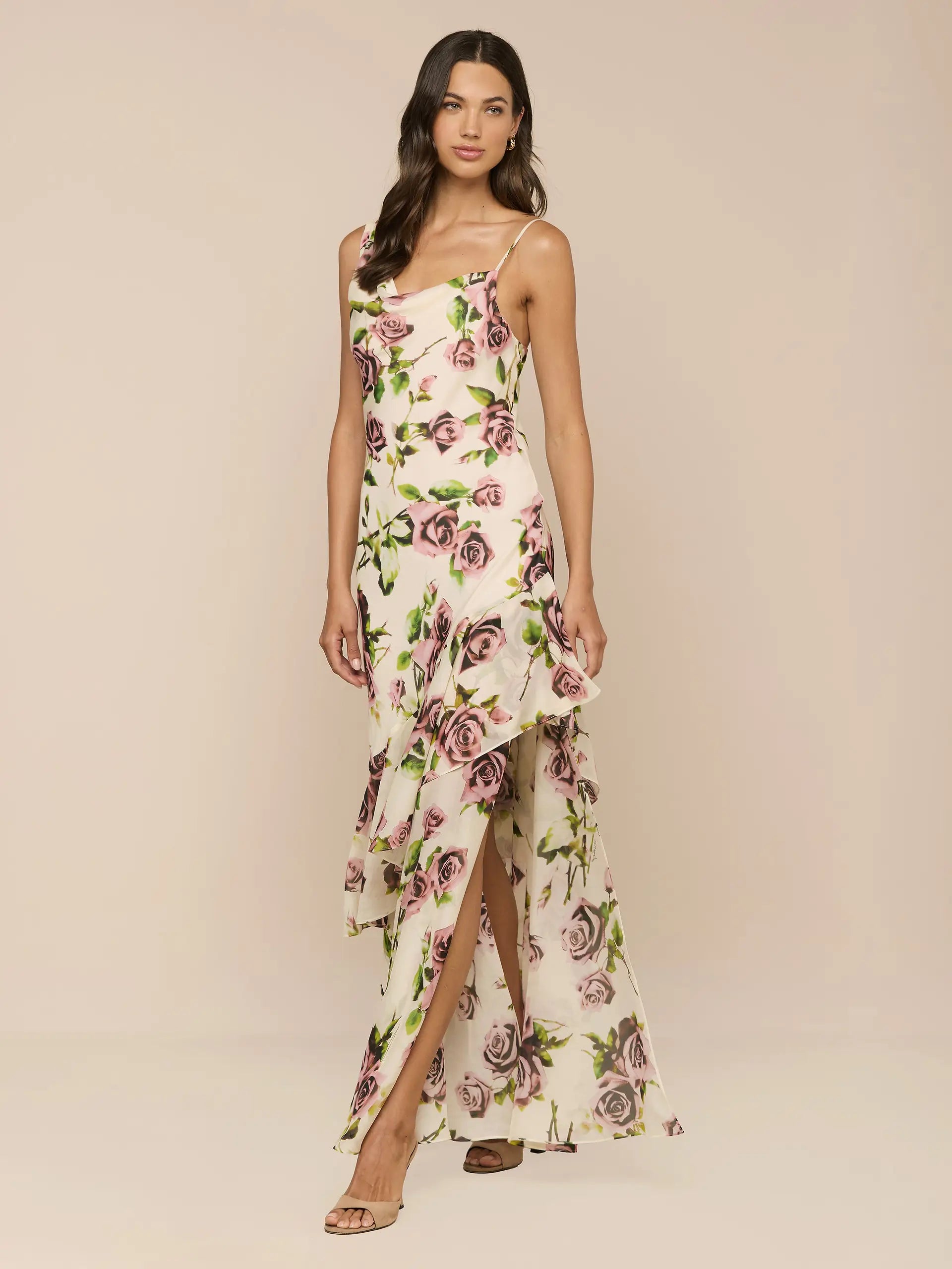 L'Agence Viola Assymetric Cowl Neck Gown Ecru - Not Received Yet