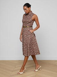 L'Agence Kylo Shirt Dress Cardamom-Ecru Polka Dot