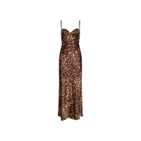 Robe longue à coupe biaisée L'Agence Sayla, beige à motif léopard javanais multicolore