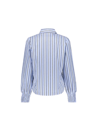 Geisha Long-Sleeved Women's Pinstripe Blouse - Light Blue
