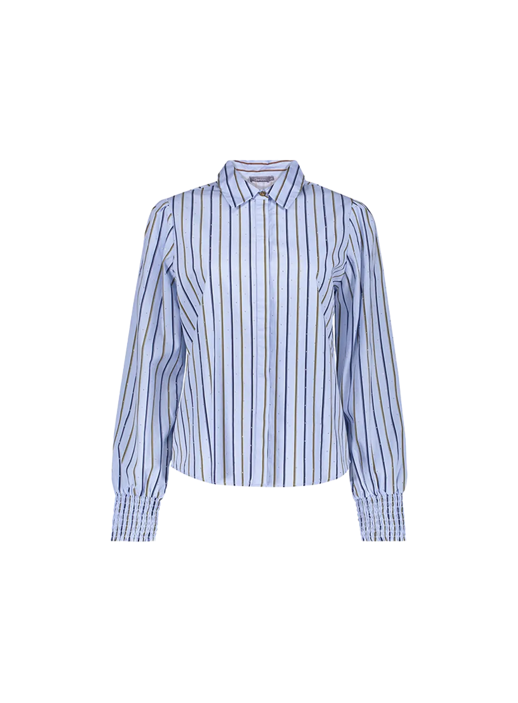 Geisha Long-Sleeved Women's Pinstripe Blouse - Light Blue