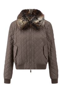 Riani Quilted Jacket With Faux Fur Collar - Ash