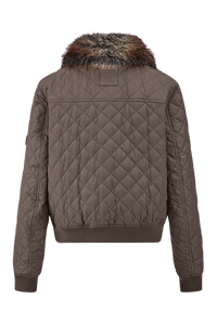 Riani Quilted Jacket With Faux Fur Collar - Ash
