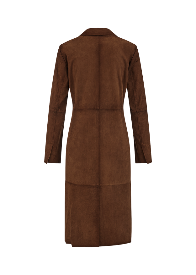 Riani Leather Coat - Dark Pecan