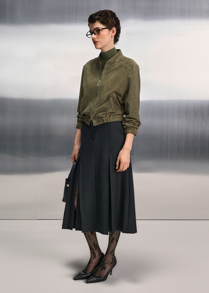 Riani Suede Blouson Jacket Olive