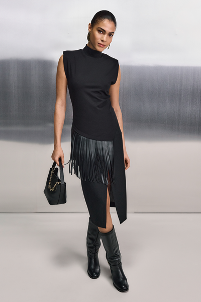 Riani Asymmetric Fringe Top Black