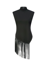 Riani Asymmetric Fringe Top Black