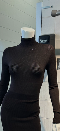 Body string en micro résille sans coutures Wolford Chocolat noir