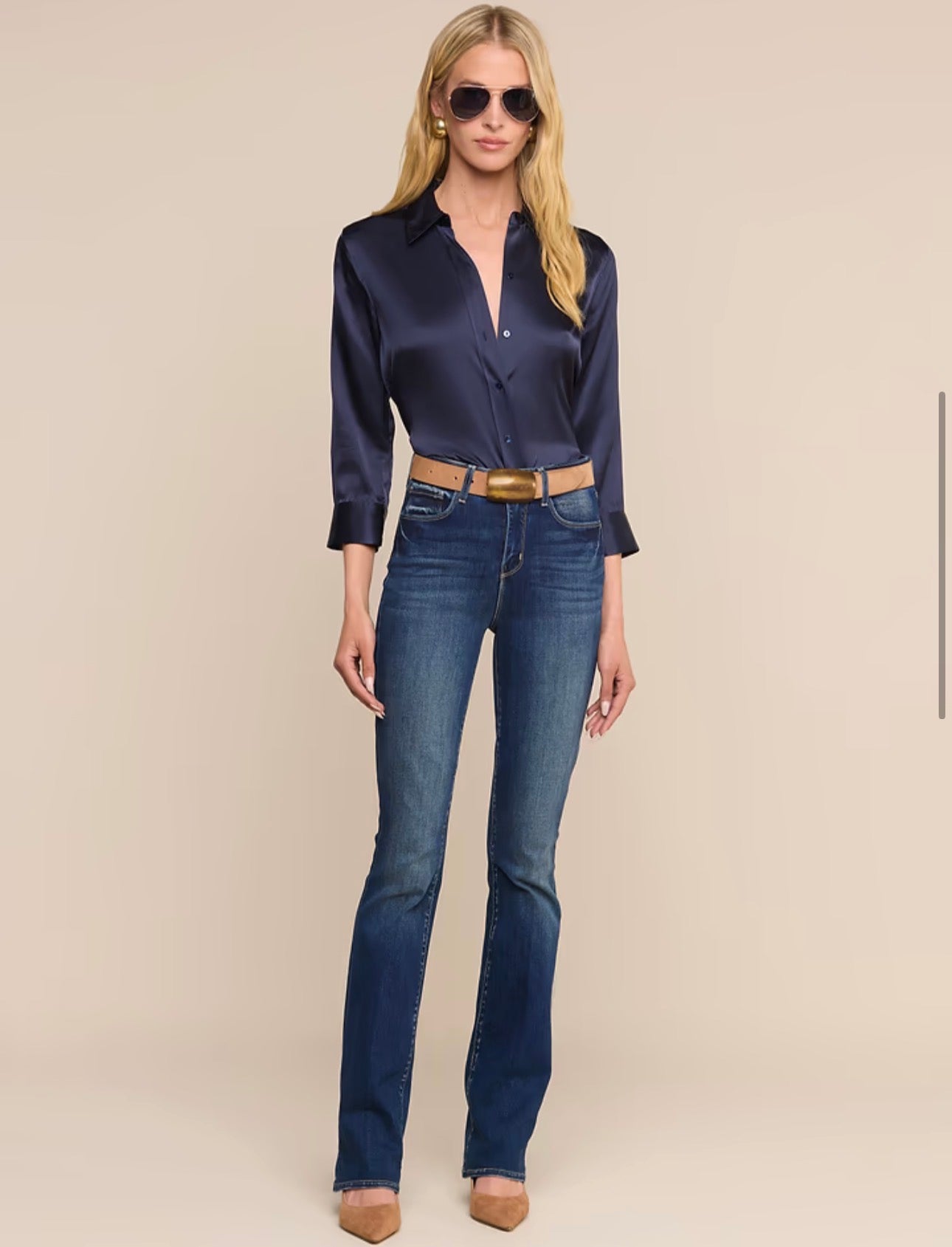 L'Agence Dani 3/4 Sleeve Blouse Midnight