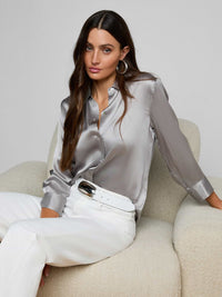 L'Agence Dani 3/4 Sleeve Blouse Light Pewter