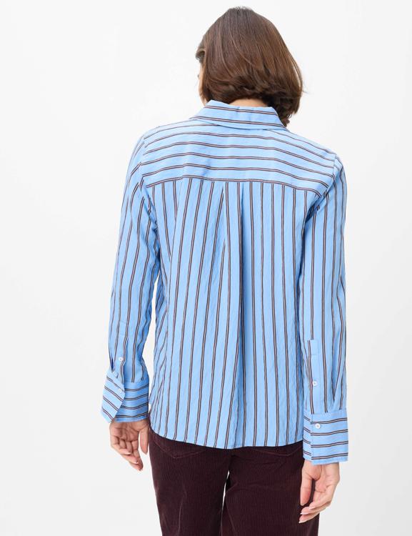 Brax Vica Striped Shirt - Light Blue/Burgundy