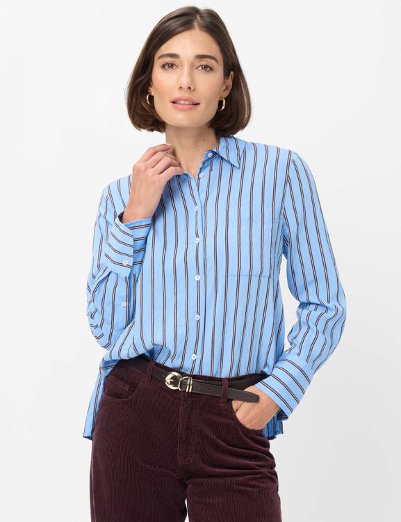 Brax Vica Striped Shirt - Light Blue/Burgundy