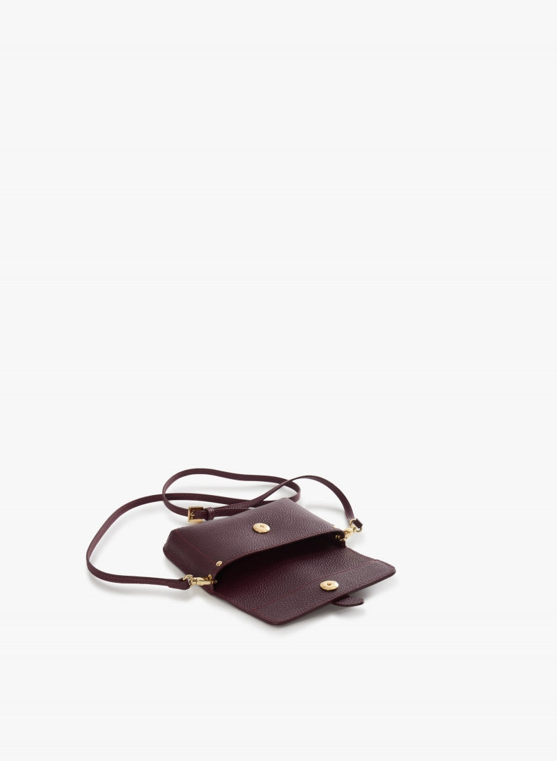 Cinzia Rocca Genuine Leather Mini Shoulder Bag - Burgundy