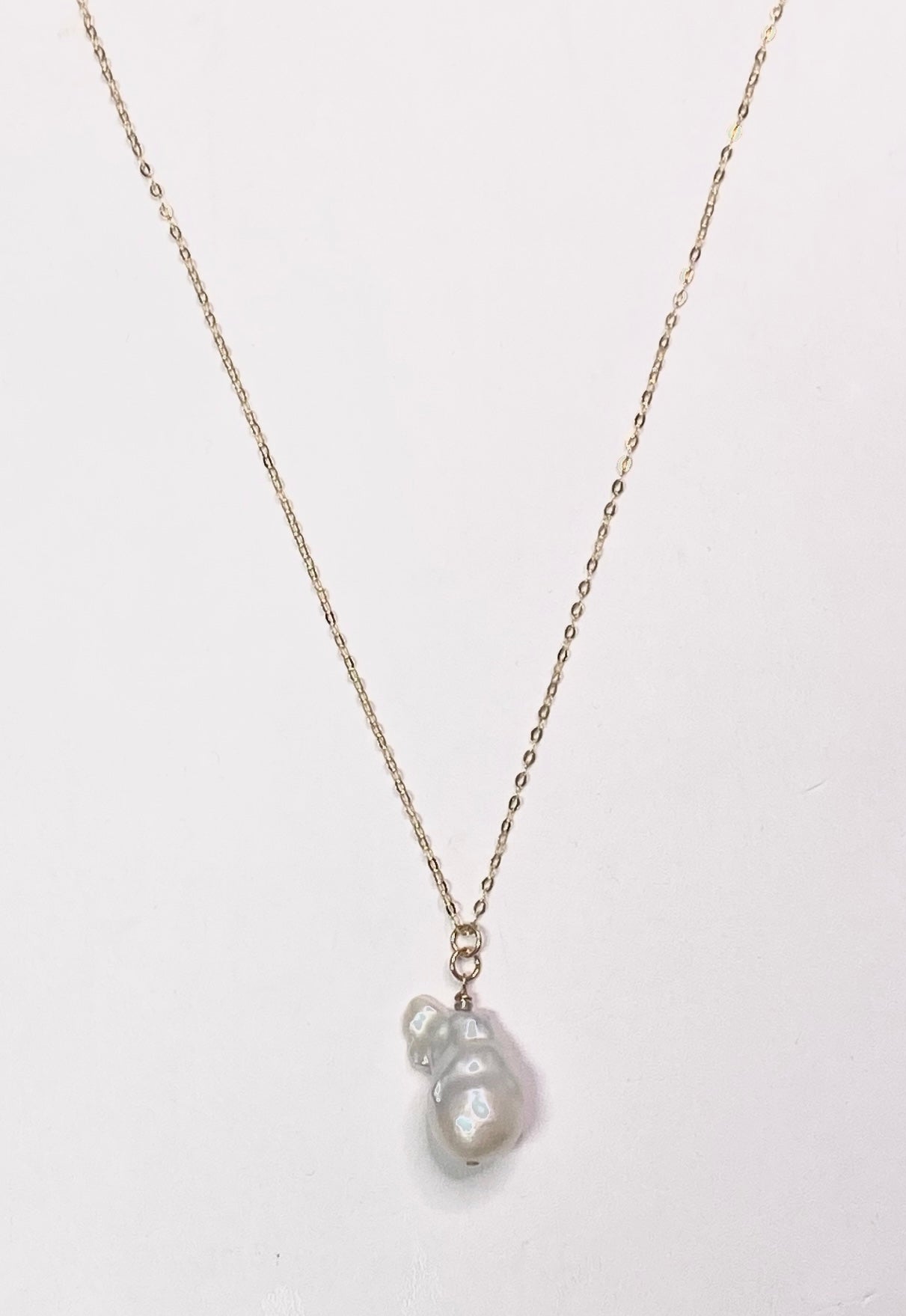 Ricki Goldstein Vermeil Chain with Baroque Pearl Pendant