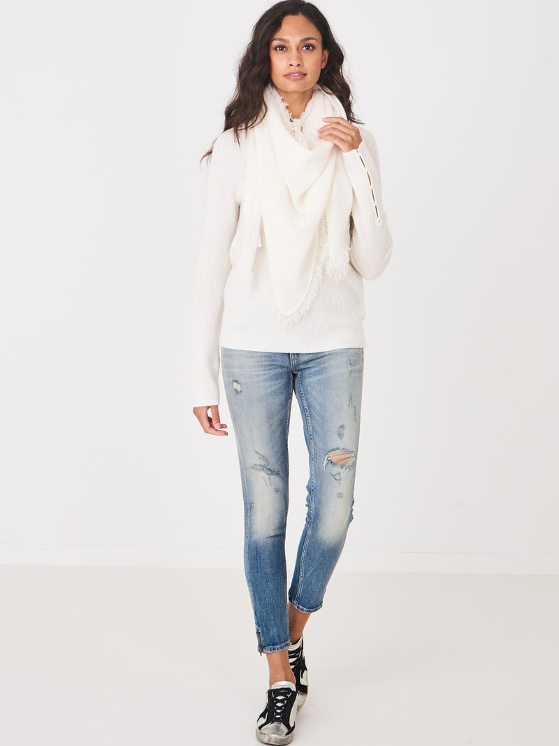 Écharpe triangulaire en cachemire à franges Repeat