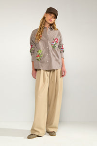 Numph Nukacey Embroidery Shirt - Deep Taupe