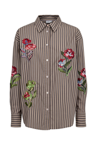 Numph Nukacey Embroidery Shirt - Deep Taupe