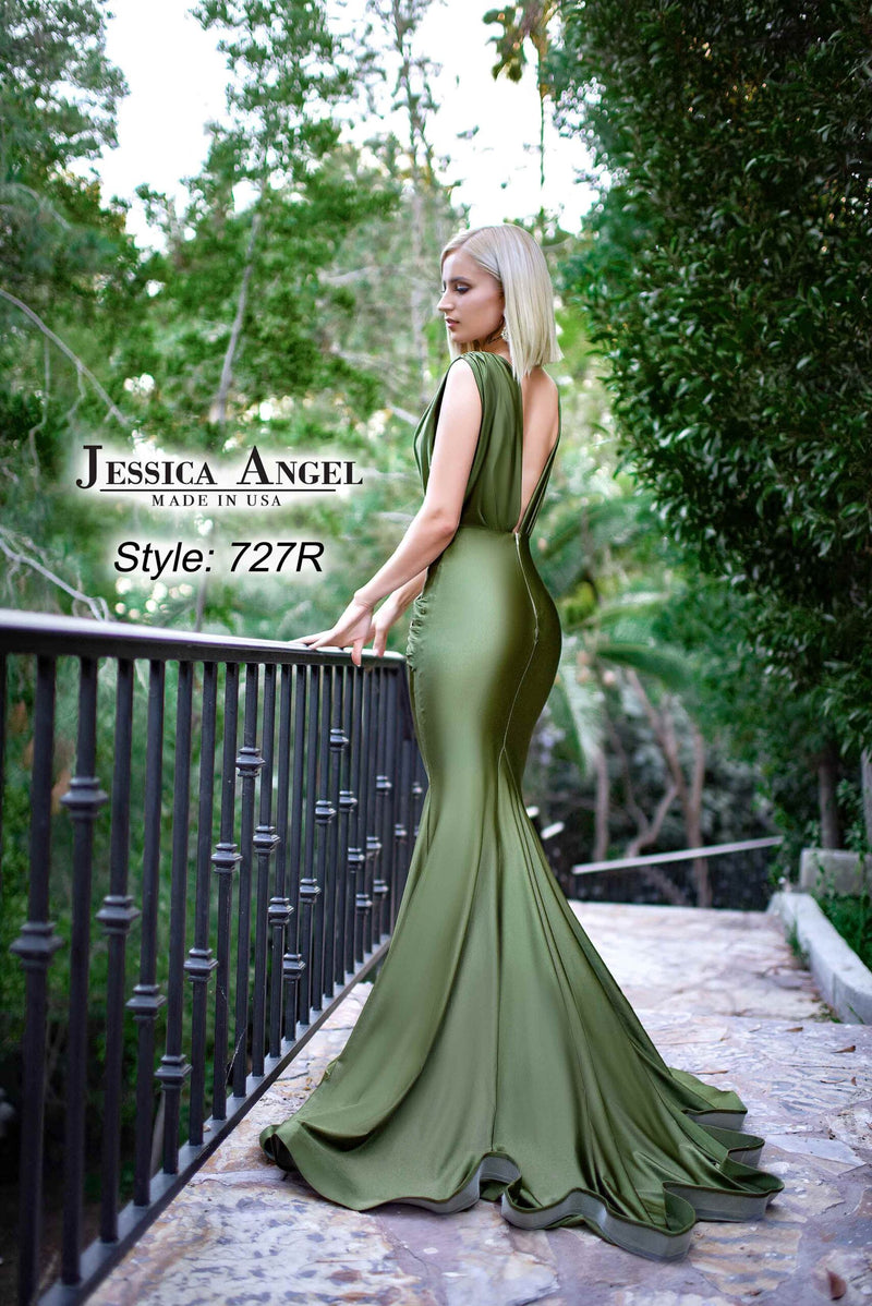 Jessica Angel Double V Gown with Gathered Shoulders