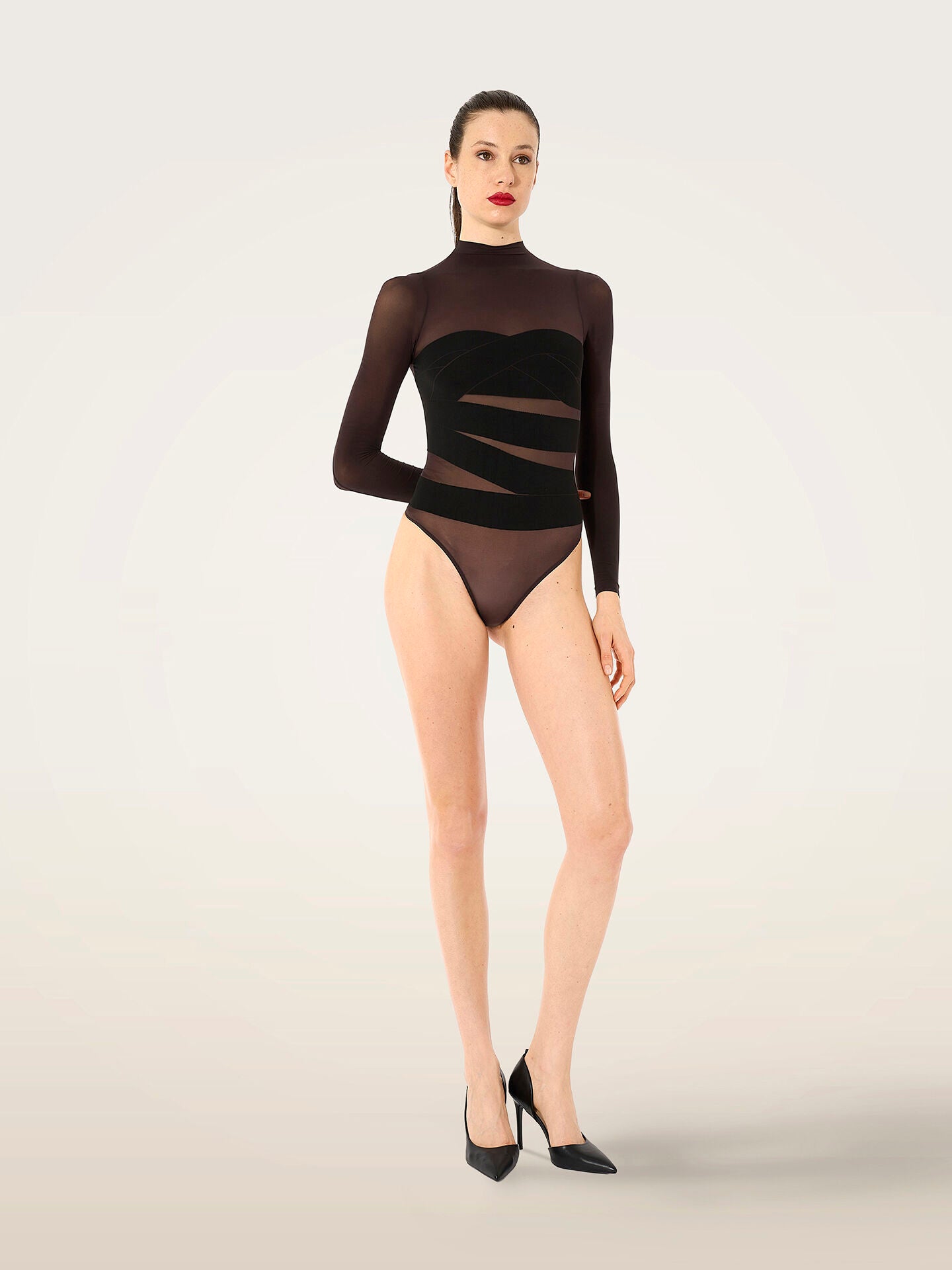 Wolford Infinite Wrap String Body Darkwood/Black